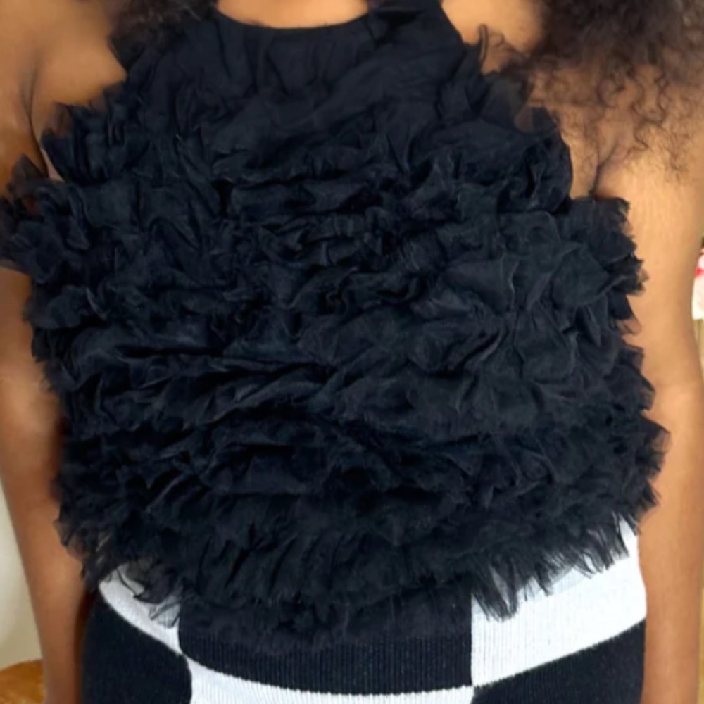 Ruffled Tulle Halter Top
